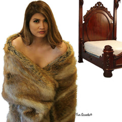 Sumptuous Faux Fur Throw Blanket, A Most Realistic Fur, Rich Red Brown and Cream Tones, Red Fox, Minky Cuddle Reverse, Bedspread, Luxury Fur, Hand Crafted, Hand Made I America by Fur Accents, USA