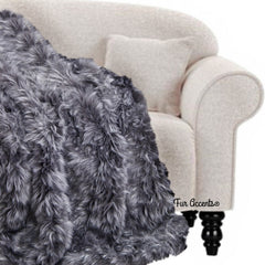 Hand Crafted Faux Fur Throw Blanket, Soft Gray Lynx, Bedspread, Comforter, Luxury Fur, Minky Cuddle Fur Lining, Hand Crafted, Handmade in America by Fur Accents US A