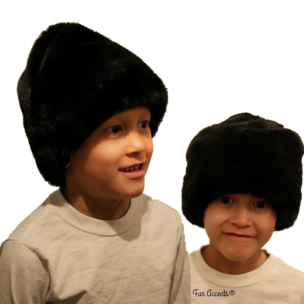 Plush Faux Fur Hat - Fun Shaggy Rabbit Fur Hat - Bunny Beanie - Designer Fashion Kids and Adults - Great Hats by Fur Accents - USA