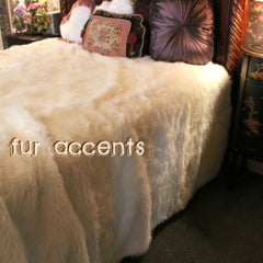 Plush Faux Fur Bedspread,  Loft Design, White, Off White Luxury Fur, Pillows Shams Area Rugs, Throw Blankets Sold Separate, Fur Accents USA