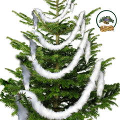 Faux Fur Christmas White Tree Garland,Shaggy White Arctic Fox,Strand,Snow Flake Ornament,Stairway Trim,Mantle Decoration, Fur Accents-USA