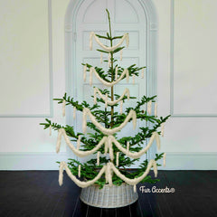 Faux Fur Christmas White Tree Garland,Shaggy White Arctic Fox,Strand,Snow Flake Ornament,Stairway Trim,Mantle Decoration, Fur Accents-USA