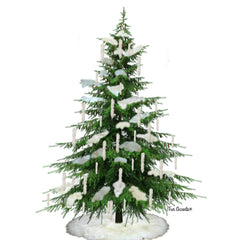 White Christmas Tree Snow Drift Ornaments,Shaggy White Faux-Snow Flake Decorations,Tree Trim,Holiday Decor Handmade Locally, Fur Accents-USA