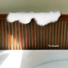 White Fur Doily, Runner,Shaggy White Faux-Snow Flake Decorations, Unique, Table Top, Dresser, Mantle, Handmade Locally, Fur Accents-USA