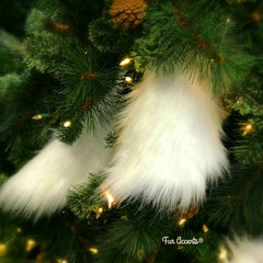White Christmas Tree Snow Drift Ornaments,Shaggy White Faux-Snow Flake Decorations,Tree Trim,Holiday Decor Handmade Locally, Fur Accents-USA