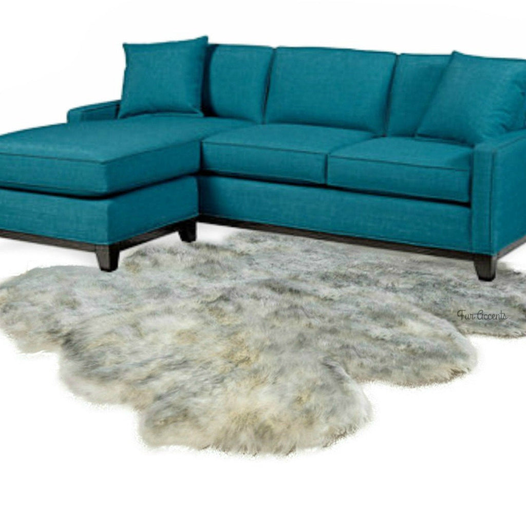 Plush Luxury Faux Fur Area Rug Thick Shaggy Octo Sheepskin - Arctic Wolf Off White with Black Tips - Designer Throw Rug - Fur Accents USA