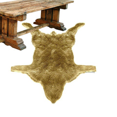 Wolf Pelt Coyote Skin Rug - Faux Fur Throw Rug - Game of Thrones - Gray Wolf or Golden Brown Coyote - Fur Accents - Hand Made USA
