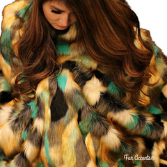 Hand Made Throw,  Extraordinary Faux Fur Throw Blanket, Rich Jewel Tone Color Tones,  Minky Cuddle Reverse, Bedspread, Luxury Fur, Hand Crafted in America by Fur Accents, USA