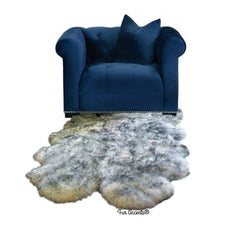 Hand Crafted Sheepskin Rug, Thick Plush Faux Fur Area Rug - Shaggy, Black Tipped Sheepskin - Multi Pelt Design - Designer Art Rug - Handmade in America by Fur Accents USA