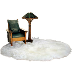 Plush Round Faux Fur Area Rug - Soft White Shag - Bonded Suede Back - Man Made Sheepskin - Designer Throw Rug - 100% Animal Friendly Fur - Hand Made in America by Fur Accents - USA