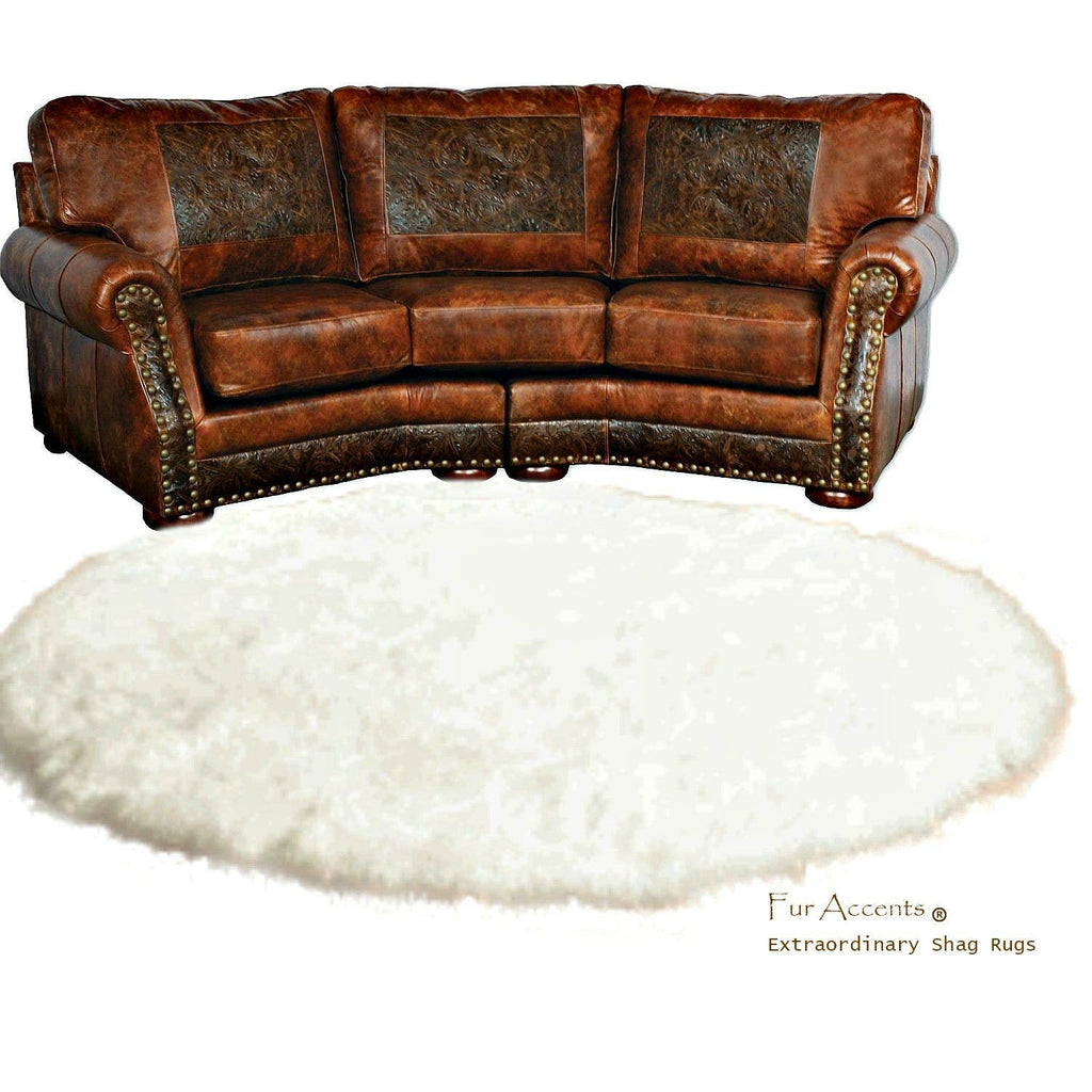Plush Round Faux Fur Area Rug - Soft White Shag - Bonded Suede Back - Man Made Sheepskin - Designer Throw Rug - 100% Animal Friendly Fur - Hand Made in America by Fur Accents - USA