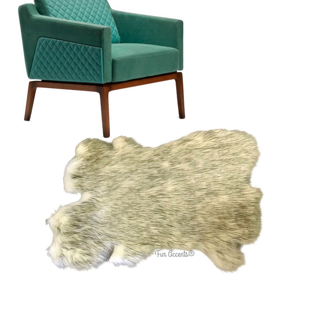 Extraordinary Plush Faux Fur Pelt Rug - Shaggy Black Tip Sheepskin - Rabbit Pelt Design - Designer Art Rug Handmade by Fur Accents USA