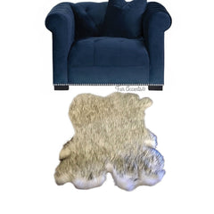 Extraordinary Plush Faux Fur Pelt Rug - Shaggy Black Tip Sheepskin - Rabbit Pelt Design - Designer Art Rug Handmade by Fur Accents USA