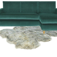 Plush Luxury Faux Fur Area Rug Thick Shaggy Octo Sheepskin - Arctic Wolf Off White with Black Tips - Designer Throw Rug - Fur Accents USA