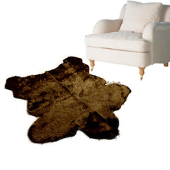Plush Faux Fur Area Rug - Sierra Bear Design - Pelt Shape - Shaggy Shag Sheepskin Throw Carpet 6 Colors - Designer Art Rug - Fur Accents USA