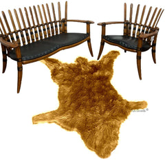 Wolf Pelt Coyote Skin Rug - Faux Fur Throw Rug - Game of Thrones - Gray Wolf or Golden Brown Coyote - Fur Accents - Hand Made USA