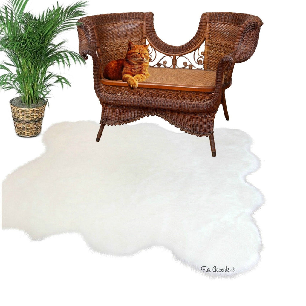 Hand Made Designer Faux Fur Area Rug - Natural Looking Faux Sheepskin Rug - Rectangular Shape With Sculpted Edge - Soft Luxurious Fur -  Several Colors - Sizes - Designer Art Rug - Hand Made to Order in America by Fur Accents USA