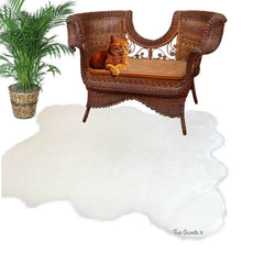 Hand Made Designer Faux Fur Area Rug - Natural Looking Faux Sheepskin Rug - Rectangular Shape With Sculpted Edge - Soft Luxurious Fur -  Several Colors - Sizes - Designer Art Rug - Hand Made to Order in America by Fur Accents USA