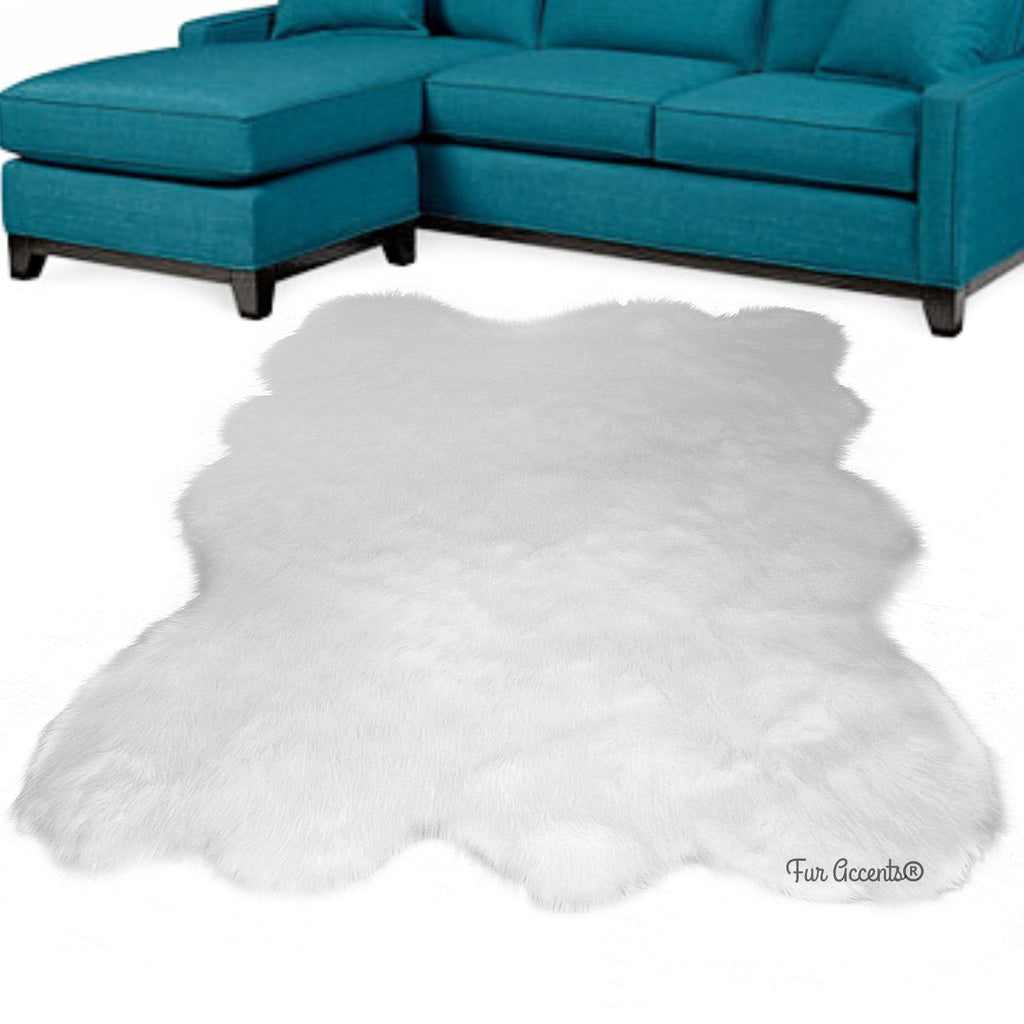 Hand Made Designer Faux Fur Area Rug - Natural Looking Faux Sheepskin Rug - Rectangular Shape With Sculpted Edge - Soft Luxurious Fur -  Several Colors - Sizes - Designer Art Rug - Hand Made to Order in America by Fur Accents USA