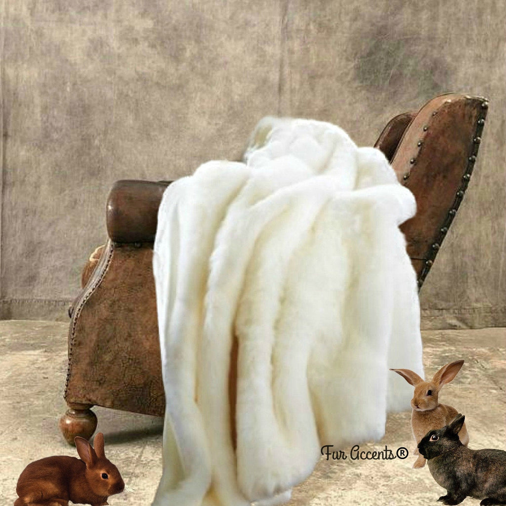 Plush  Faux Fur Throw Blanket, Soft  Rabbit - Mink - Bunny Fur Shag   - Luxury Fur - Minky Cuddle Fur Lining Fur Accents USA