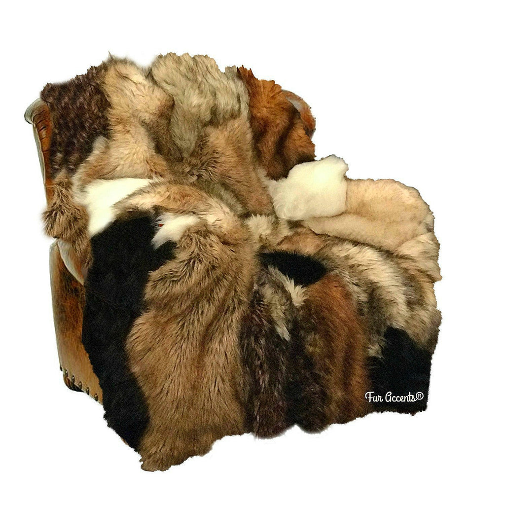 Sumptuous Hand Crafted Art Rug, Wall Hanging, Patchwork Pieced Fur Area Rug, Chair Cover, Rug,100% Animal Friendly, One of a Kind, Throw, Designer Original, Hand Made in America, Fur Accents USA