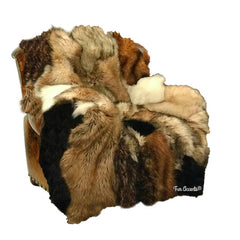 Extraordinary,Patchwork Pieced Fur Chair Cover,Rug,100% Animal Friendly,One of a Kind,Throw,Designer Original,Fur Accents,Hand Made,USA