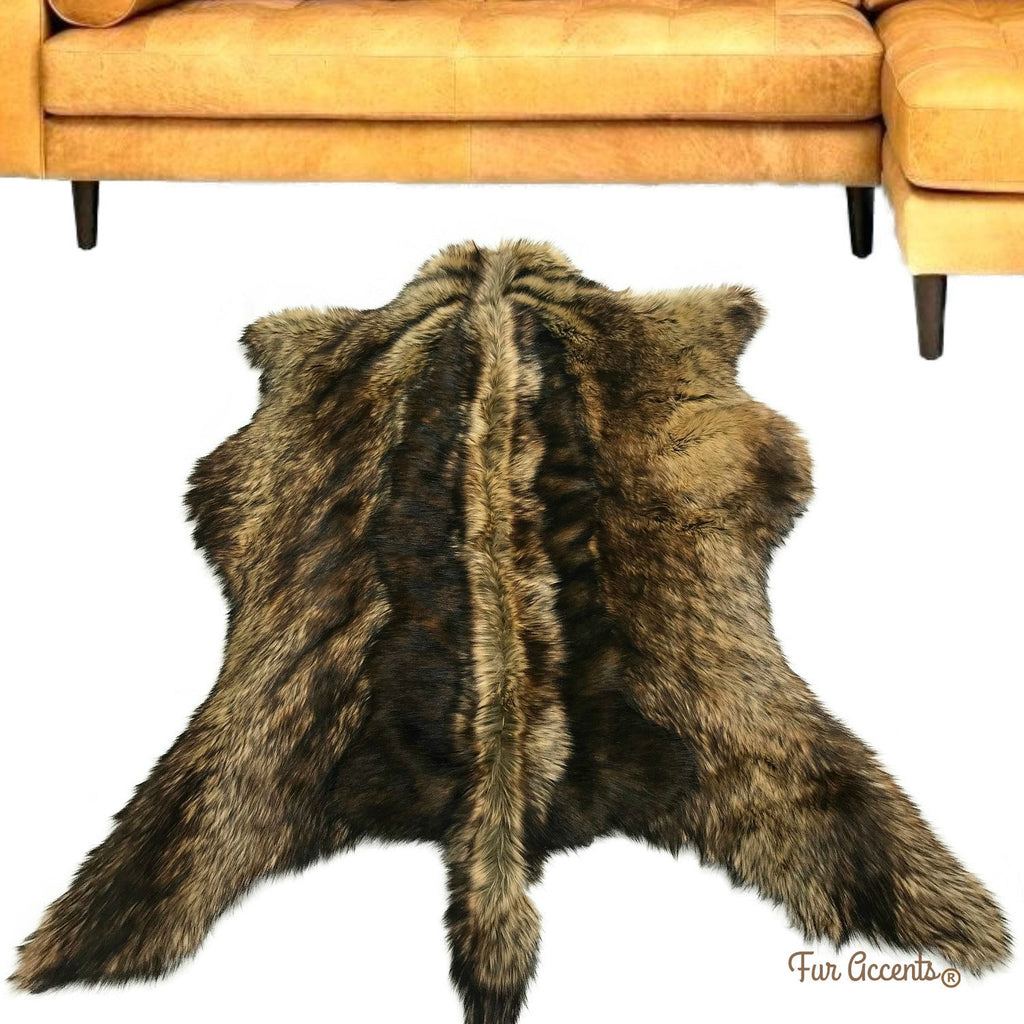 Hand Made Animal Shape Pelt Rug, Extraordinary, Patchwork Pieced Fur Bear Skin Rug,100% Animal Friendly, One of a Kind, Throw Rug, Designer Original, Hand Made in America Fur Accents USA