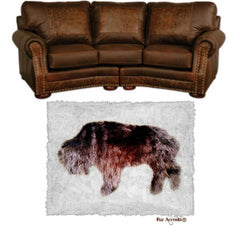 Plush Faux Fur Area Rug - Standing Buffalo Art Rug - Rectangle - Hand Sewn - Micro Suede Lining - Western - Log Cabin - Fur Accents - USA