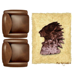 Plush Faux Fur Area Rug - American Indian Head Art Rug - Rectangle - Hand Sewn - Micro Suede Lining - Western - Log Cabin - Fur Accents USA