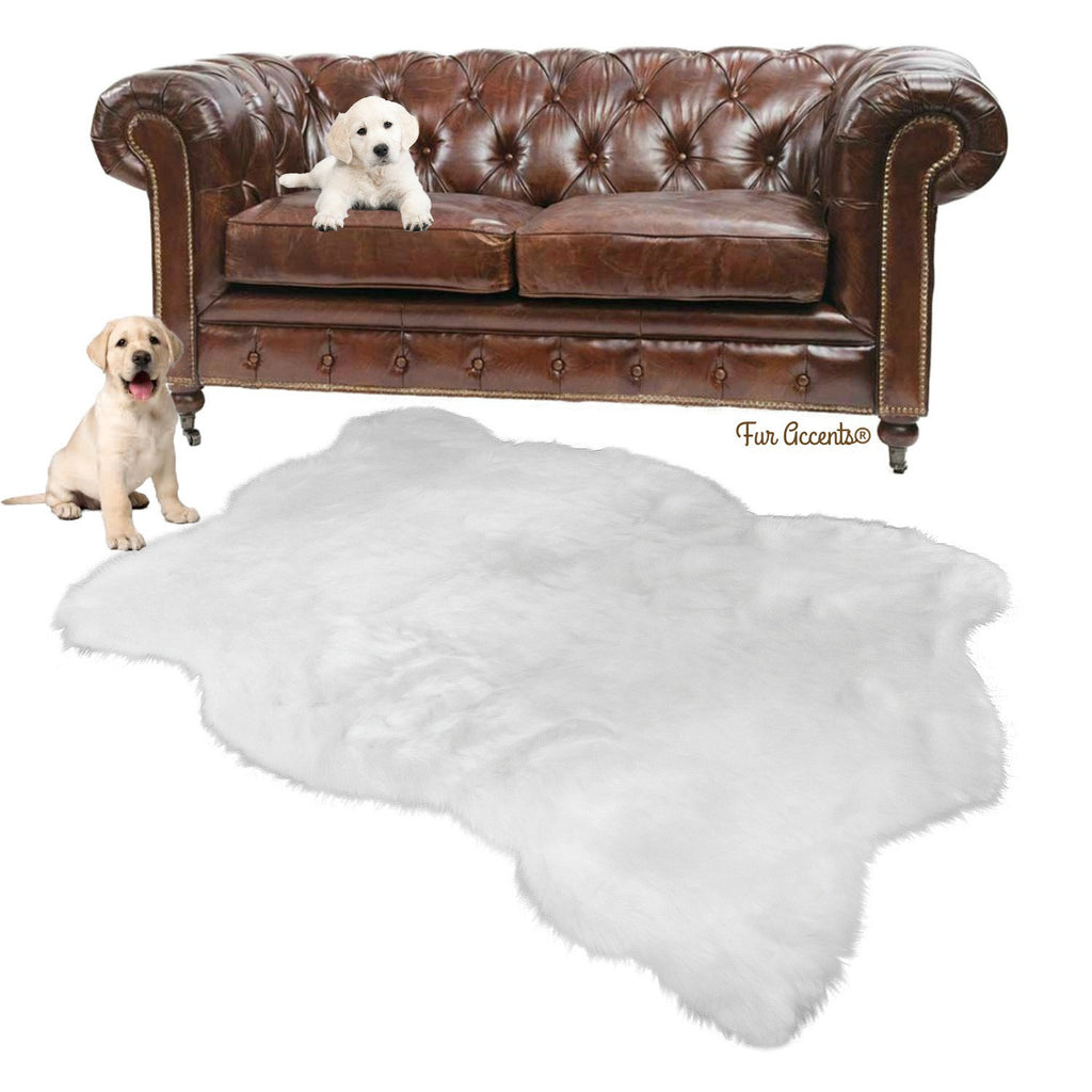 Plush Faux Fur Area Rug - Shaggy Polar Bear Shag - Sheepskin - Pelt Shape - Designer Throw - 6 Colors -Art Rug by Fur Accents - USA