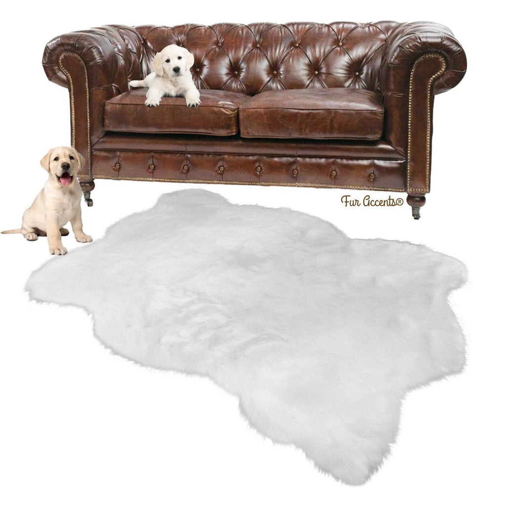 Plush Faux Fur Area Rug - Shaggy Polar Bear Shag - Sheepskin - Pelt Shape - Designer Throw - 6 Colors -Art Rug by Fur Accents - USA