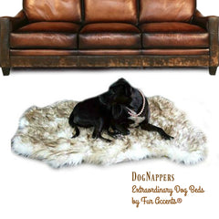 Shaggy Soft Golden Brown Tip Pelt Faux Fur DogNapper Dog Bed - Cat Mat - Reversible - Padded Plush Shag Fur Lining - Fur Accents USA