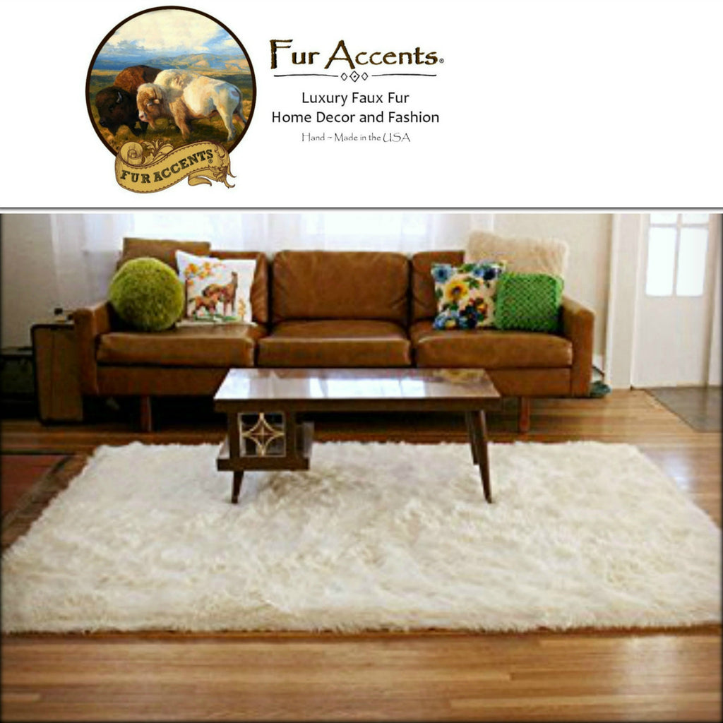 Faux Fur Area Rug - Shaggy Carpet - Sheepskin - Rectangle - Designer Throw Rug - Fur Accents USA