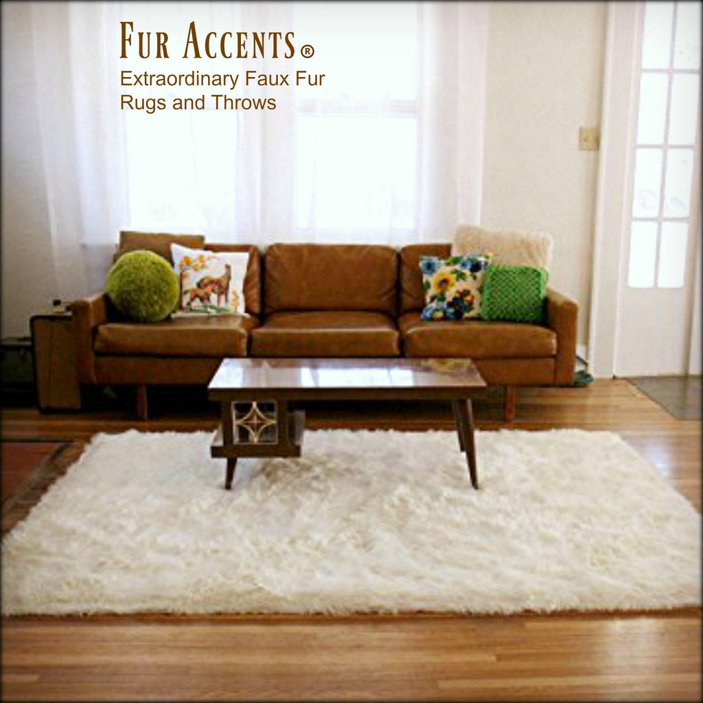 Faux Fur Area Rug - Shaggy Carpet - Sheepskin - Rectangle - Designer Throw Rug - Fur Accents USA