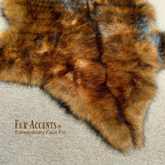 Plush Faux Fur Area Rug - Luxury Fur Thick Red Brown Bear Skin - Faux Fur - Animal Pelt Shape Designer Throw Art Rug by- Fur Accents - USA