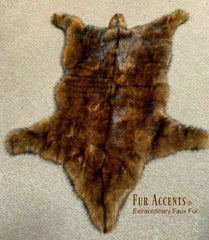 Plush Faux Fur Area Rug - Luxury Fur Thick Red Brown Bear Skin - Faux Fur - Animal Pelt Shape Designer Throw Art Rug by- Fur Accents - USA