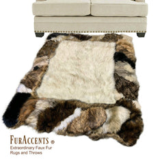 One of a Kind Area Rug, Hand Crafted Patchwork, Pieced Fur Area Rug, Accent Rug,100% Animal Friendly, Throw Carpet, Designer Original, Hand Made in America, Fur Accents USA