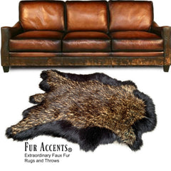 Plush Faux Fur Area Rug - Luxury Fur Thick Double Deer Skin - Faux Fur - Animal Pelt Shape Designer Throw Art Rug by- Fur Accents - USA