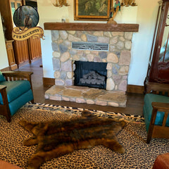 Plush Faux Fur Area Rug - Luxury Fur Thick Red Brown Bear Skin - Faux Fur - Animal Pelt Shape Designer Throw Art Rug by- Fur Accents - USA