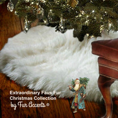 Extraordinary Faux Fur Christmas Tree Skirt - Plush Shag Faux Sheepskin - Round White - Christmas Decoration - Ornament - by Fur Accents USA