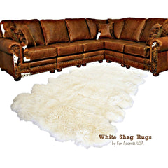 Plush Faux Fur Art Rug - Luxury Fur - Thick Shaggy White Sheepskin Pelt  -  Multi Pelt Octo - Fur Accents USA