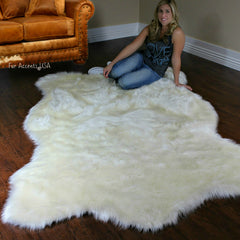 Plush Faux Fur Area Rug - Luxury Fur Thick Shaggy Polar Bear Pelt  - Bear Skin Rug - Fur Accents USA