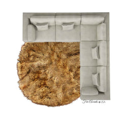 Plush Faux Fur Area Rug - Pieced Fur Throw - Suede Lining - Golden Wolf - Coyote - Fake Fur Accent Rug - Thick - Soft - Fur Accents - USA