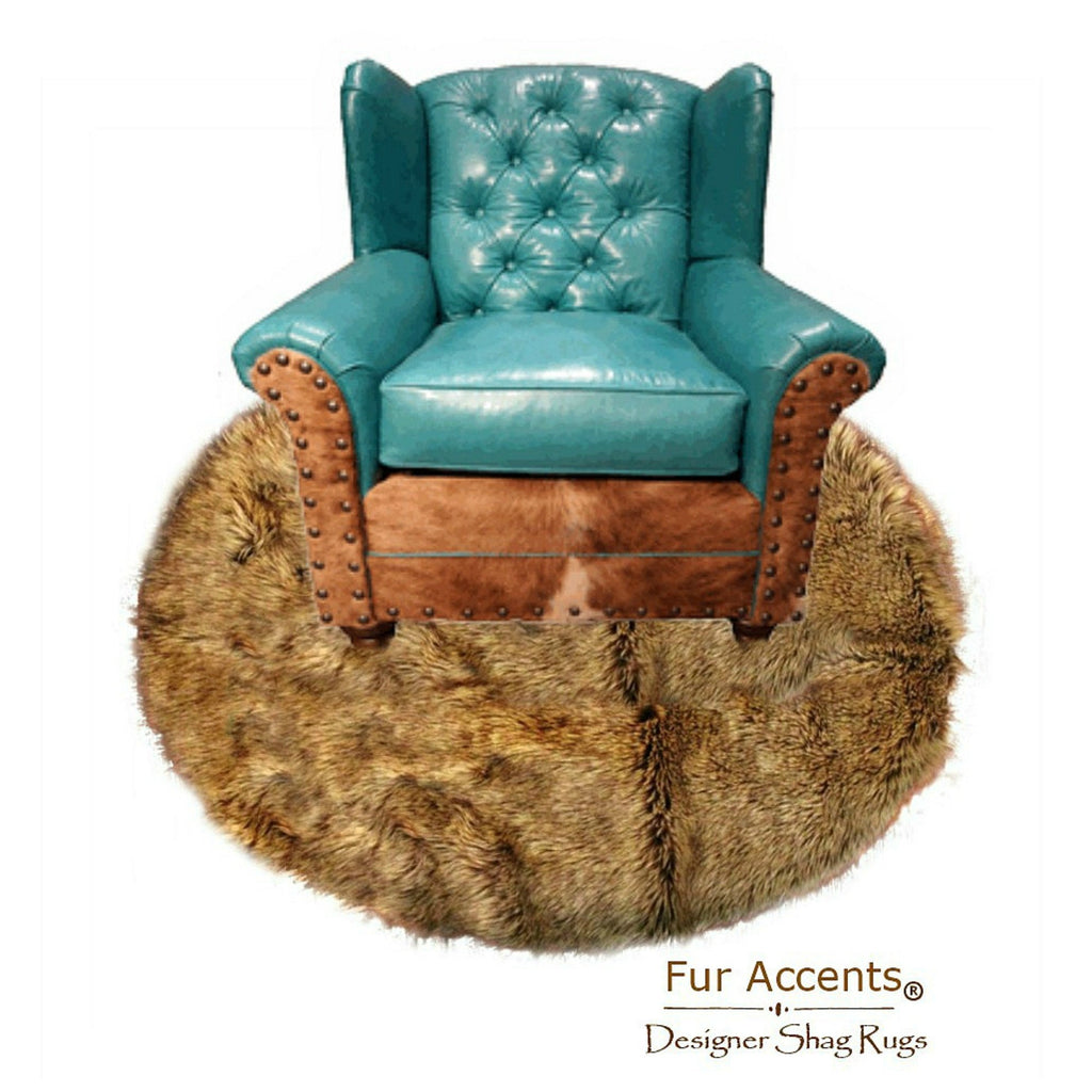 Plush Faux Fur Area Rug - Pieced Fur Throw - Suede Lining - Golden Wolf - Coyote - Fake Fur Accent Rug - Thick - Soft - Fur Accents - USA