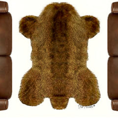 Man Made Bear Skin Rug - Plush Faux Fur Area Rug - Light Golden Brown - Pelt Shape - Designer Art Rug Collection - Hand Made to Orderby Fur Accents USA