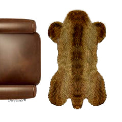 Man Made Bear Skin Rug - Plush Faux Fur Area Rug - Light Golden Brown - Pelt Shape - Designer Art Rug Collection - Hand Made to Orderby Fur Accents USA