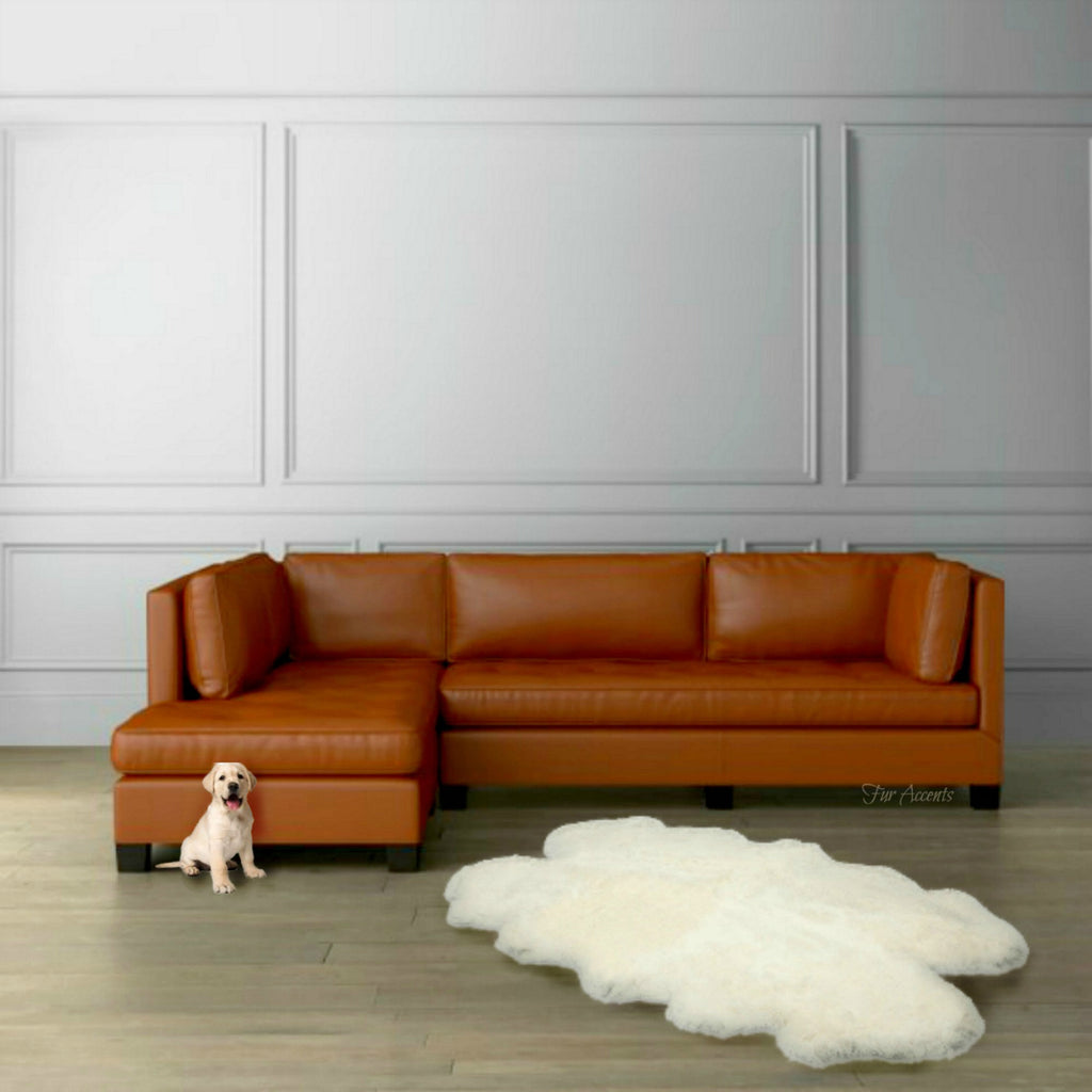 Plush Faux Fur Area Rug - Shaggy Sheepskin - Quatro Design Shape - Pick your color- Designer Art Rug by Fur Accents USA