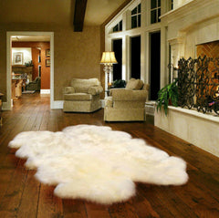 Plush Faux Fur Area Rug - Shaggy Sheepskin - Quatro Design Shape - Pick your color- Designer Art Rug by Fur Accents USA