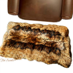 Plush Pieced Faux Fur Accent Rug - Luxury Fur - Soft Faux Wolf - Bear Skin Pelt Rug -  Designer Art Carpet- Fur Accents USA