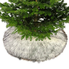 Thick, Plush, Faux Fur Christmas Tree Skirt, Shaggy, Shag, Black Tip Wolf Pelt, Round, Hand Made by Fur Accent USAs USA